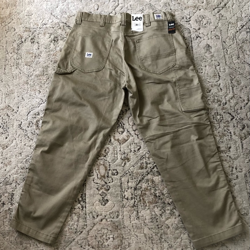 New Lee Workwear Straight Crop Loose Fit Pants - Olive Green